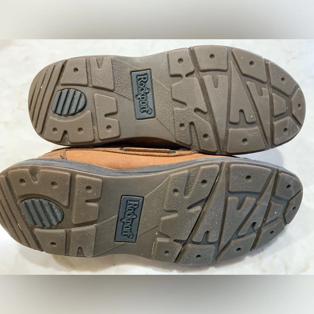 Rockport Brown Leather Lace Up Boat Shoes Sz 10